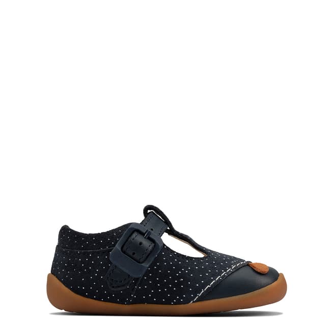 Clarks Toddler Girl's Navy Roamer Cub Leather Shoes