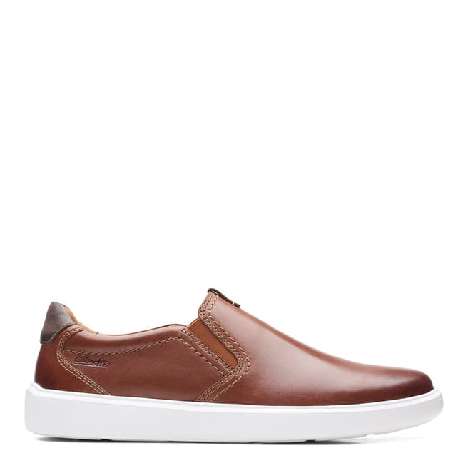 Clarks Tan Leather Cambro Step Slip Ons