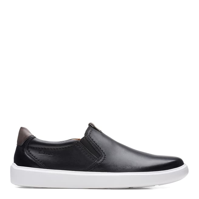 Clarks Black Leather Cambro Step Slip Ons