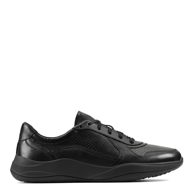 Clarks Black Leather Sift Speed Sneakers