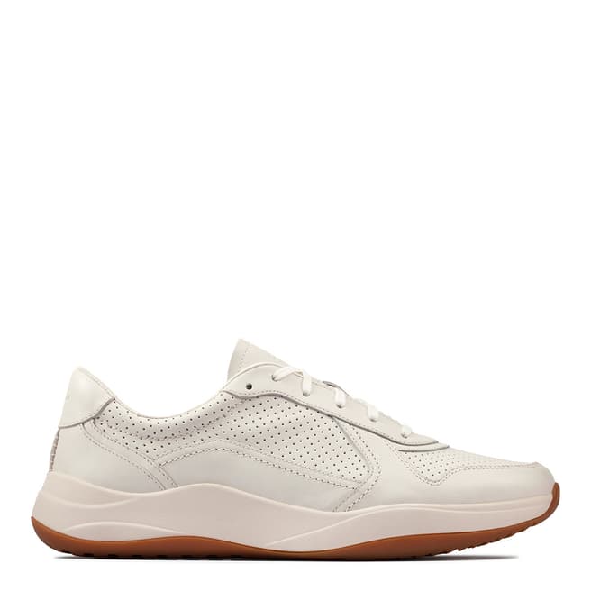 Clarks White Leather Sift Speed Sneakers