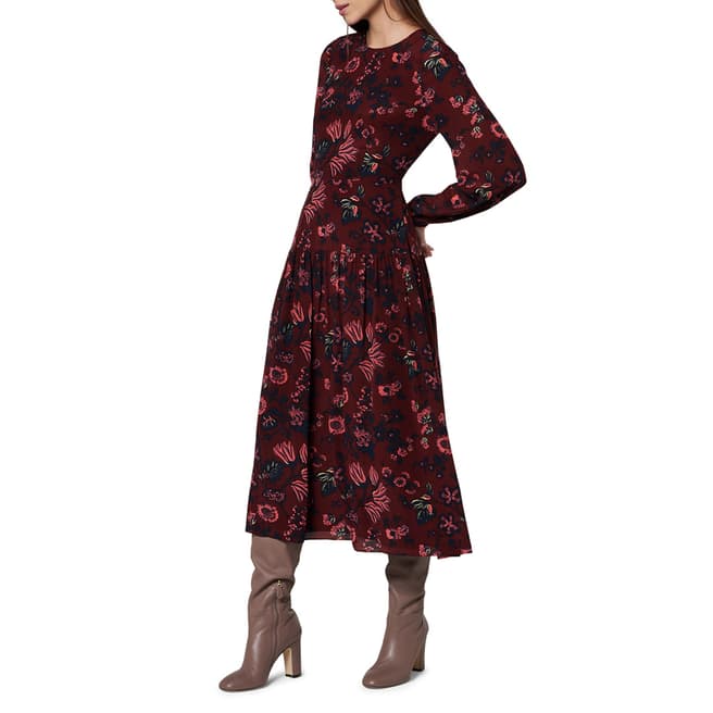 L K Bennett Red/Multi Julisa Silk Dress