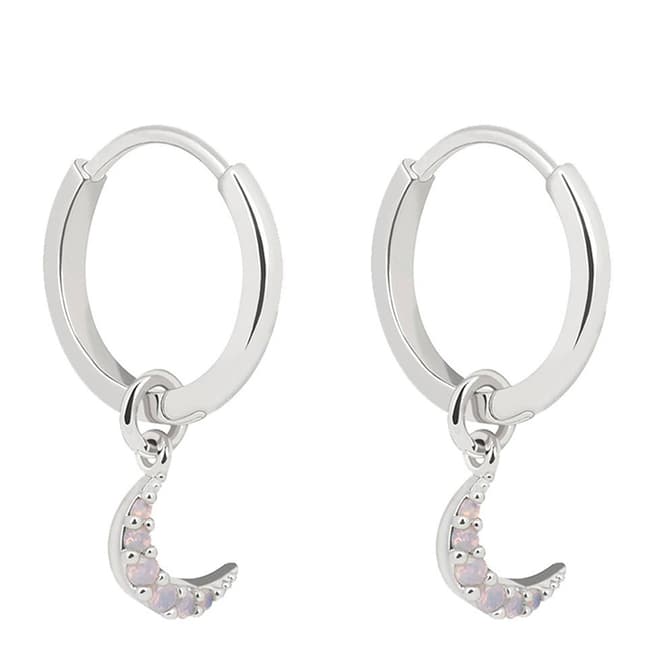 Astrid & Miyu Silver Mystic Moon Pendant Hoop Earrings