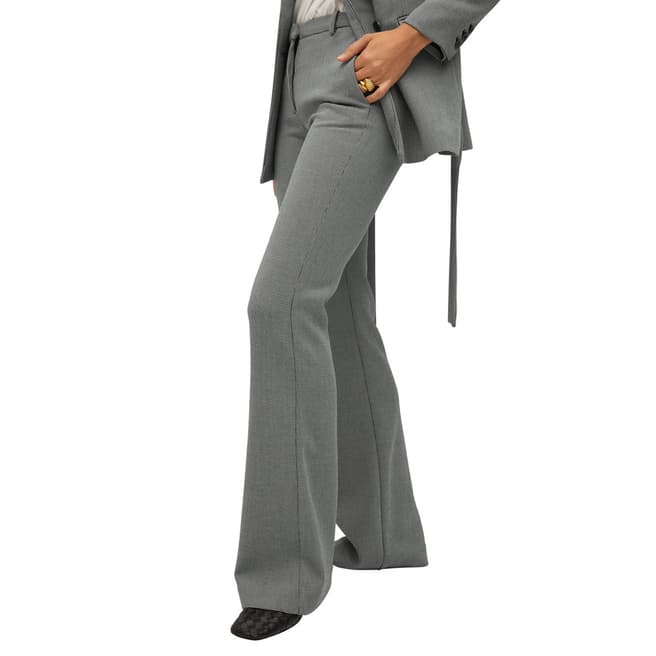 Mango Grey Micro-Houndstooth Cotton Suit Trousers