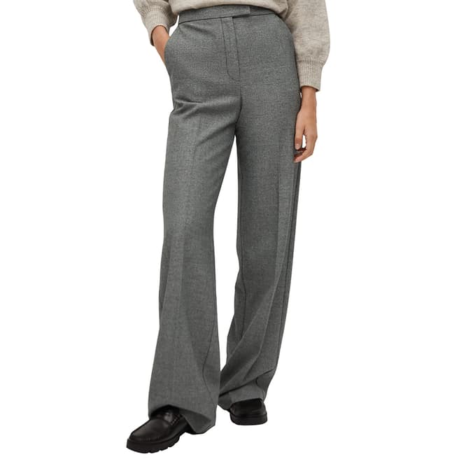Mango Grey Pleated Cotton Blend Suit Trousers