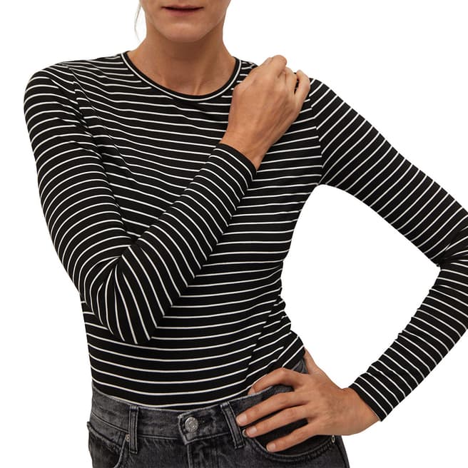 Mango Black Striped Long Sleeves T-Shirt
