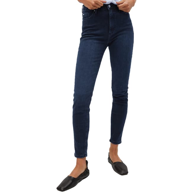 Mango Dark Blue Cotton High-Waist Skinny Jeans
