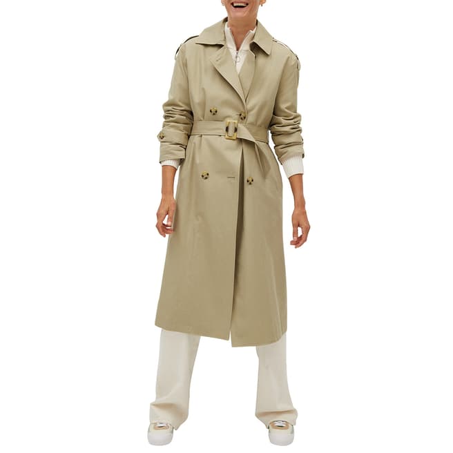 Mango Beige Classic Belted Cotton Trench Coat
