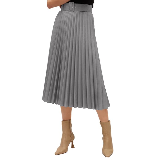 Mango Grey Pleated Midi Skirt