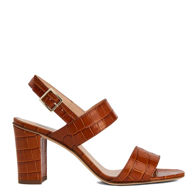 L K Bennett Tan Croc-Effect Leather Rhiannon Sandals