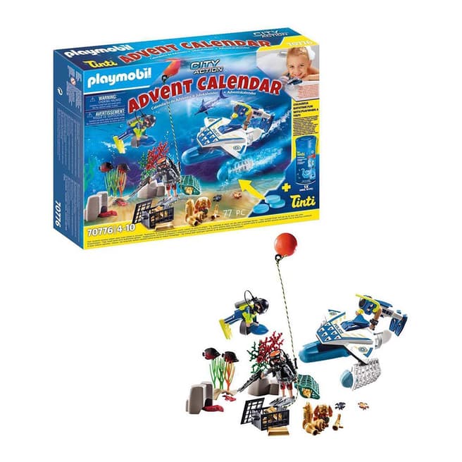 Playmobil City Action Police Diving Mission Advent Calendar with Colour-Changing Bath Fizzers - 70776