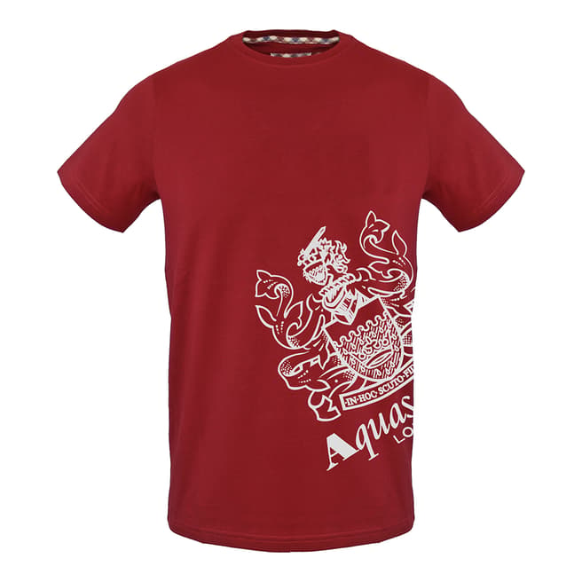 Aquascutum Red Large Crest Logo T-Shirt