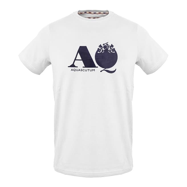 Aquascutum White A Logo Cotton T-Shirt