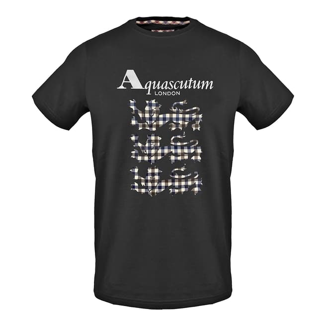 Aquascutum Black Three Lions T-Shirt