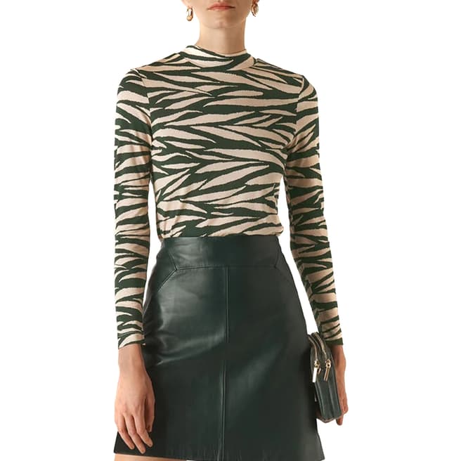 WHISTLES Green Tiger Stripe Essential Top