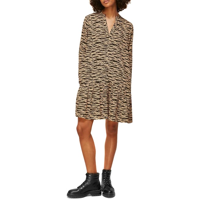 WHISTLES Black Tiger Leopard Dress