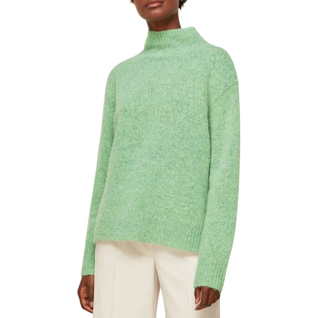 WHISTLES Pale Green Erica Cotton Blend Jumper