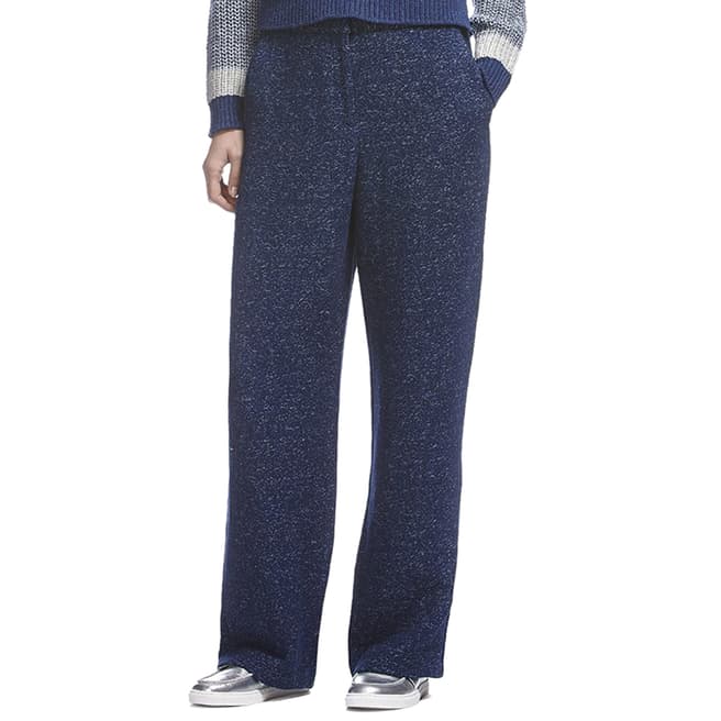WHISTLES Blue Tunilla Cotton Blend Trousers