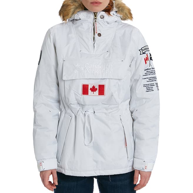 Canadian Peak White Pull Over Hooded Lightweight Jacket 