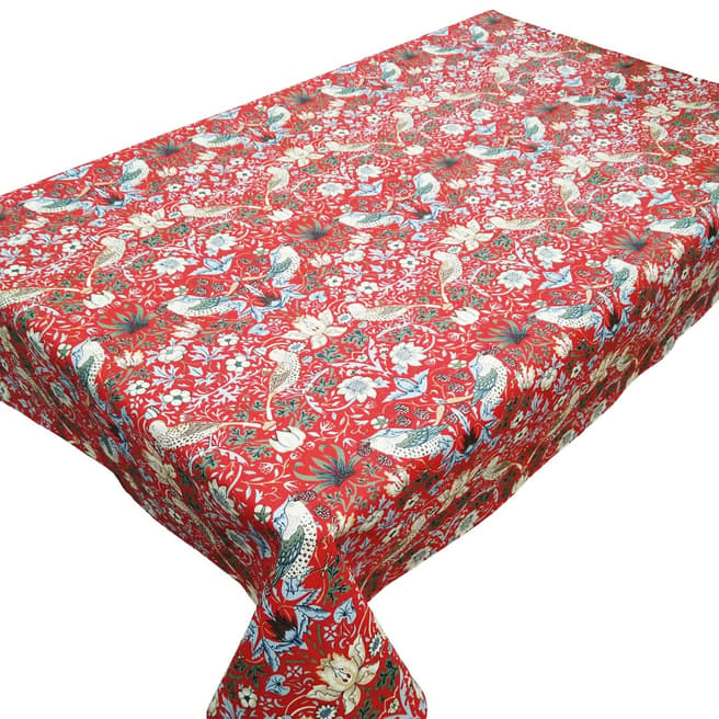 William Morris Red Strawberry Thief Acrylic Tablecloth, 132x132cm