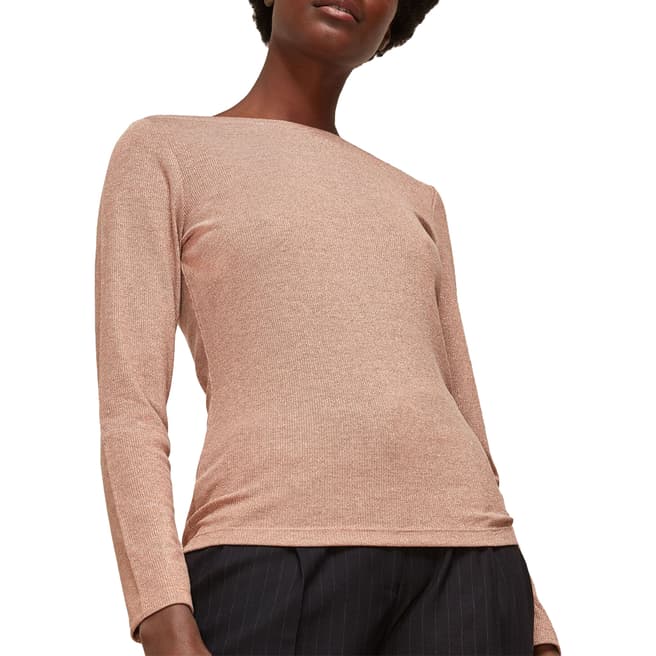WHISTLES Pink Straight Neck Top