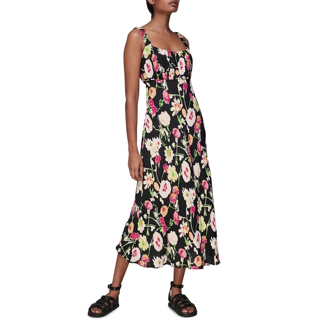 WHISTLES Black Maila Electric Floral Dress