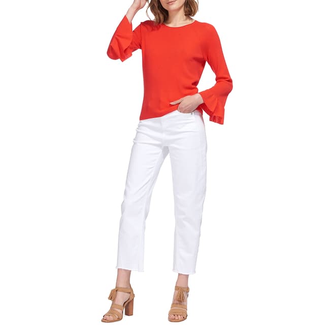 WHISTLES Coral Frill Sleeve Cotton Blend Jumper
