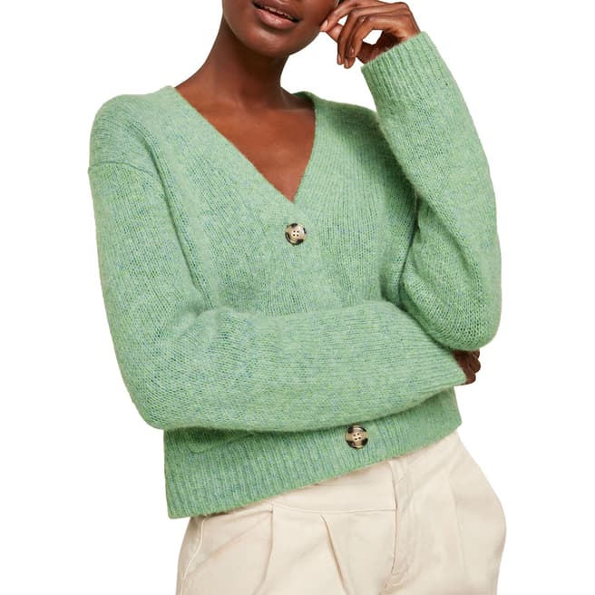 WHISTLES Pale Green Erica Flecked Cardigan