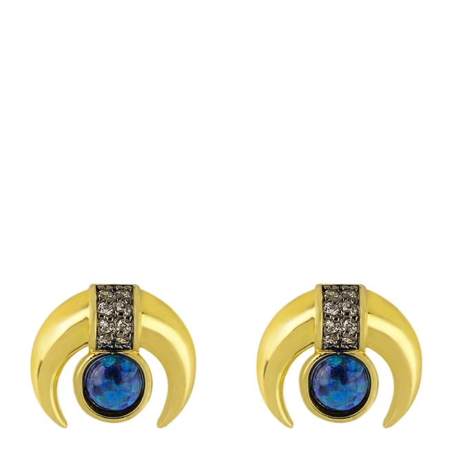 nOir Gold Blue Horn Stud Earrings