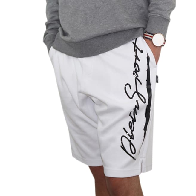 Philipp Plein White Logo Cotton Blend Shorts
