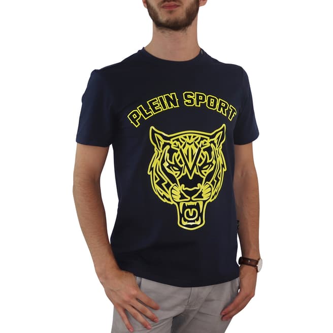 Philipp Plein Navy Bold Tiger Logo T-Shirt