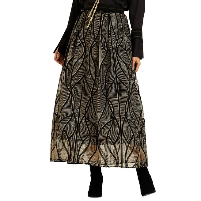 Amanda Wakeley Black/Midnight Corded Long Skirt