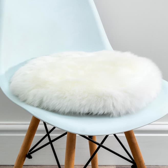 Native Home & Lifestyle Natural White Round Sheepskin Chair Pad