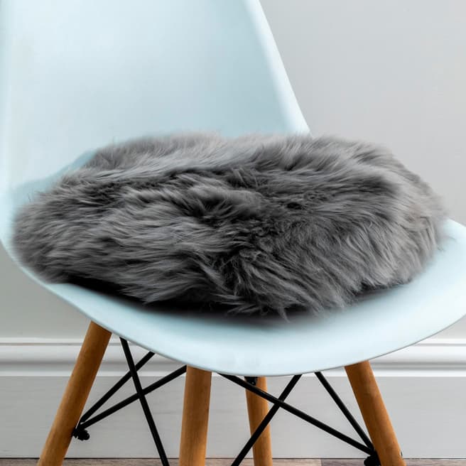 Native Home & Lifestyle Grey Round Sheepskin Chair Pad