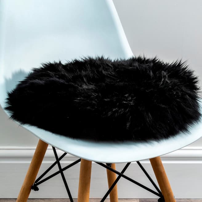 Native Home & Lifestyle Black Round Sheepskin Chair Pad