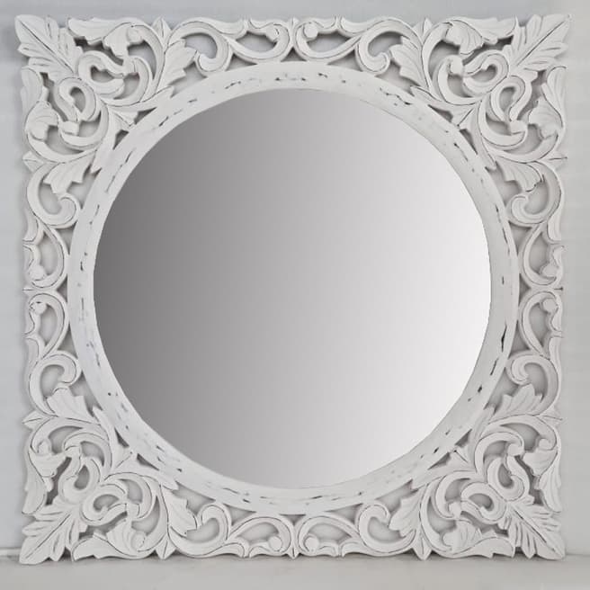 Hill Interiors Hand Carved Louis White Large Wall Mirror