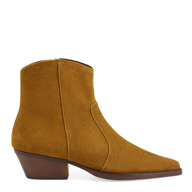 Mango Tobacco Brown Suede Cruce Ankle Boots