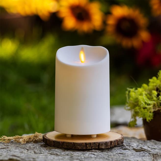 Luminara Soft Touch Weather Proof Small Outdoor Ivory Pillar Candle