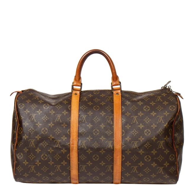 Vintage Louis Vuitton Brown Keepall Travel Bag 50