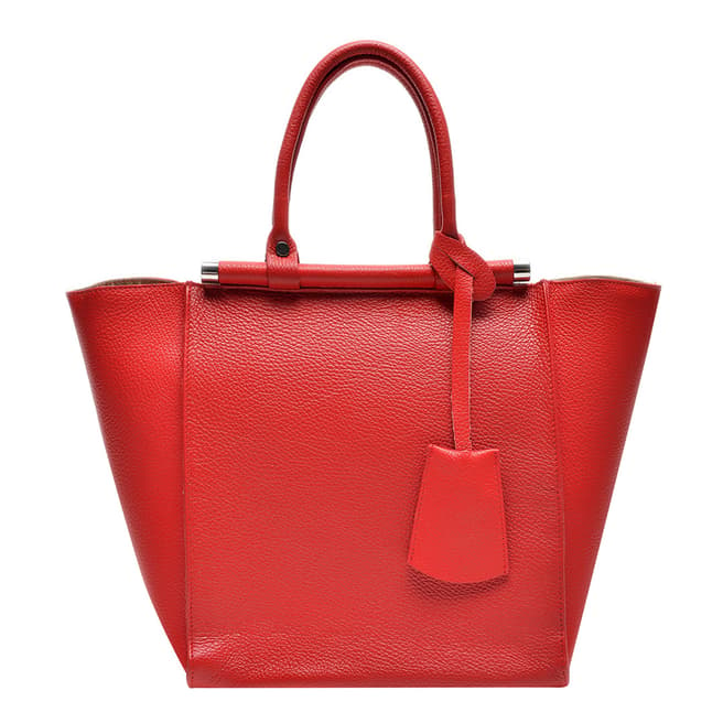 Mangotti Red Top Handle Leather Bag