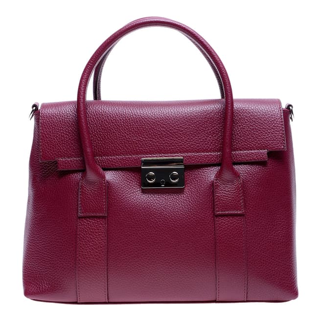 Roberta M Burgundy Top Handle Leather Bag