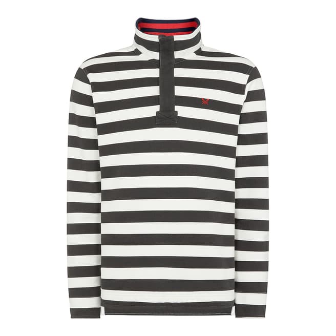 Crew Clothing Striped Cotton Pique Half Zip Sweatshirt