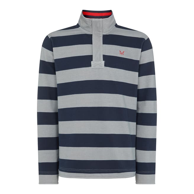 Crew Clothing Grey Stripe Cotton Half Zip Sweatshirt 