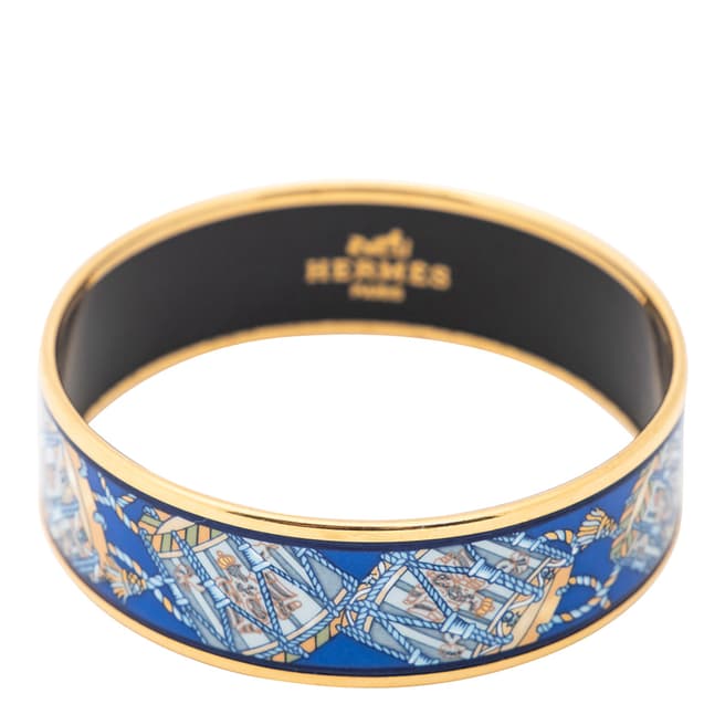 Hermes Vintage Blue/Gold Enamel Bangle