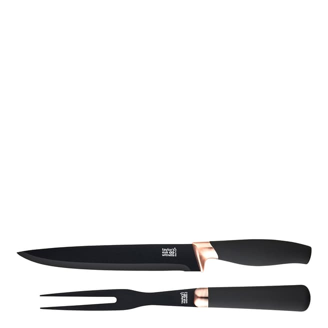 Taylor's Eye Witness Brooklyn Copper 2 Piece Ceramic-coated Carving Knife & Fork Set
