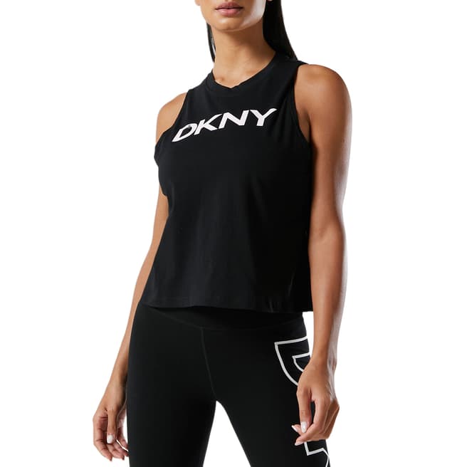 DKNY Cherry/Black Solid Logo Cropped Vest