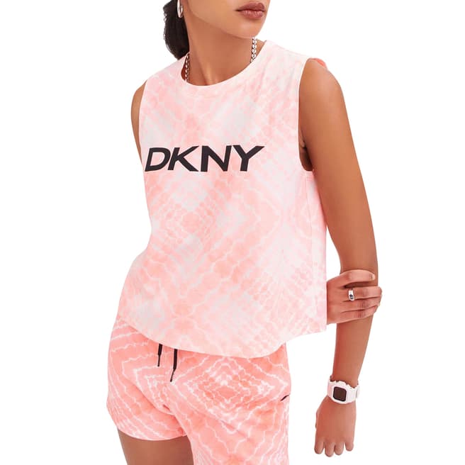 DKNY Atomic Pink Shibori Print Cropped Vest