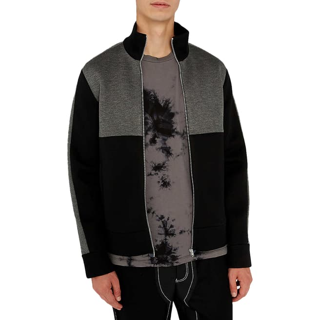 HELMUT LANG Black Contrast Panel Zipped Sweatshirt