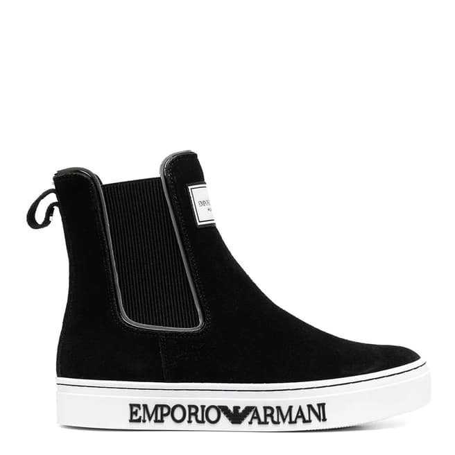 Emporio Armani Black/White Suede Chelsea Boots