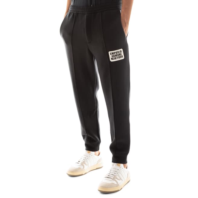 Emporio Armani Black Embroidered Patch Tapered Trouser